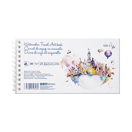 Blok na spirali Watercolour Travel Artbook SMLT, 25 ark. 28 x 15 cm