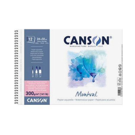 Blok akwarelowy spirala Montval HP Canson 24 x 32 cm, 12 ark. 300 g/m²