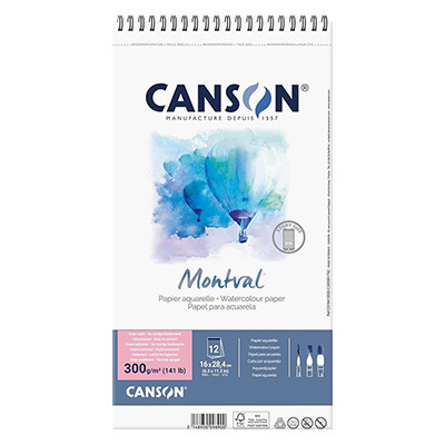 Blok akwarelowy spirala Montval HP Canson 16 x 28.4 cm, 12 ark. 300 g/m²