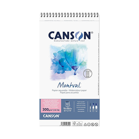 Blok akwarelowy spirala Montval HP Canson 16 x 28.4 cm, 12 ark. 300 g/m²